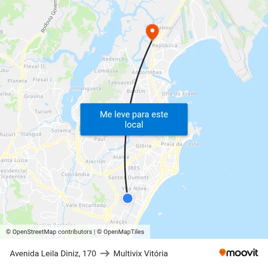 Avenida Leila Diniz, 170 to Multivix Vitória map