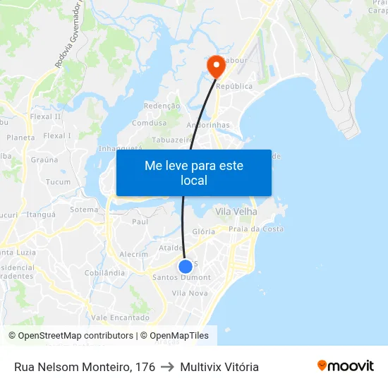 Rua Nelsom Monteiro, 176 to Multivix Vitória map