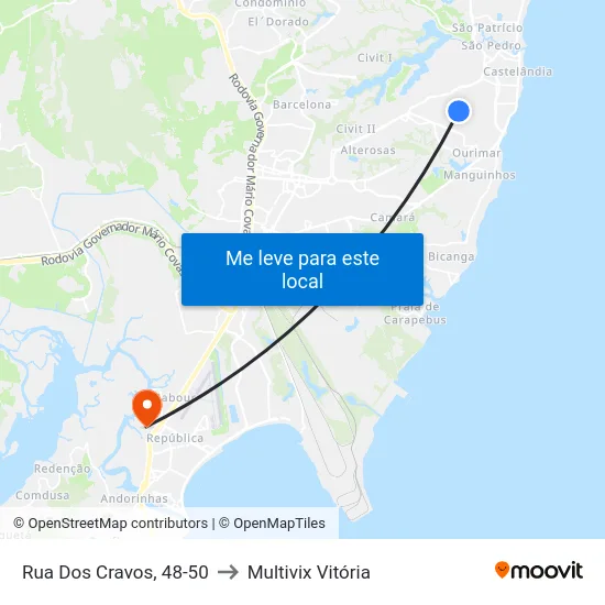 Rua Dos Cravos, 48-50 to Multivix Vitória map