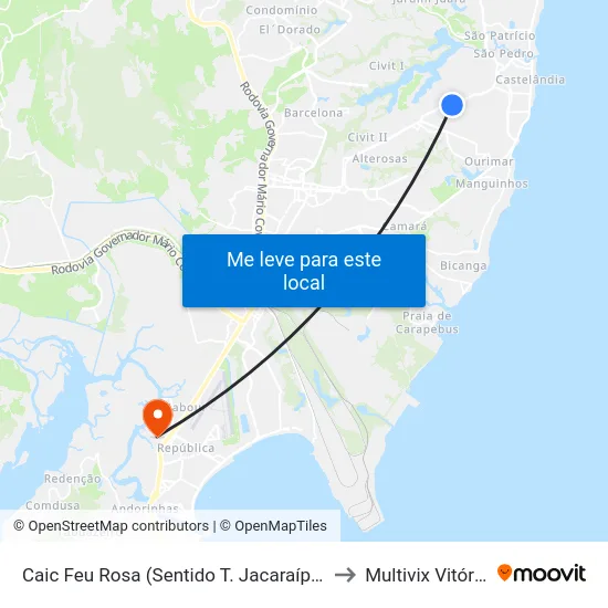 Caic Feu Rosa (Sentido T. Jacaraípe) to Multivix Vitória map