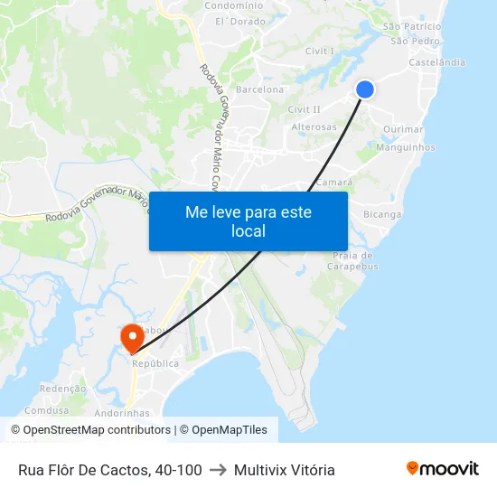 Rua Flôr De Cactos, 40-100 to Multivix Vitória map