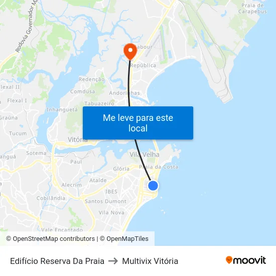 Edifício Reserva Da Praia to Multivix Vitória map