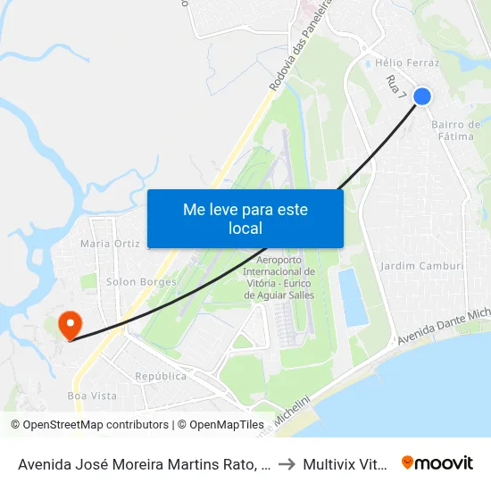 Avenida José Moreira Martins Rato, 1355 to Multivix Vitória map