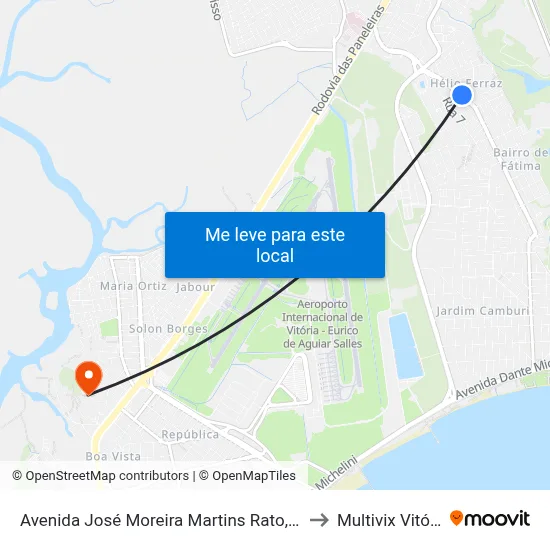 Avenida José Moreira Martins Rato, 188 to Multivix Vitória map