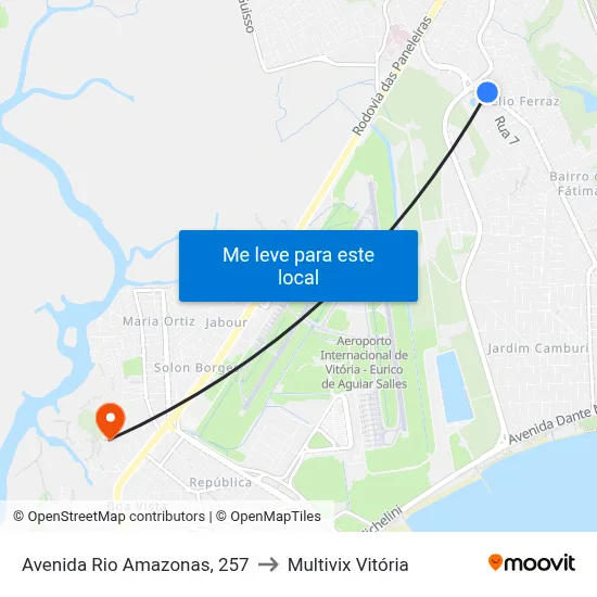 Avenida Rio Amazonas, 257 to Multivix Vitória map