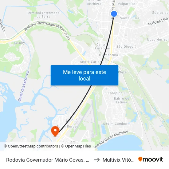 Rodovia Governador Mário Covas, 208 to Multivix Vitória map