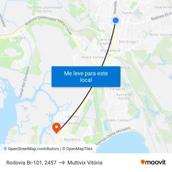 Rodovia Br-101, 2457 to Multivix Vitória map