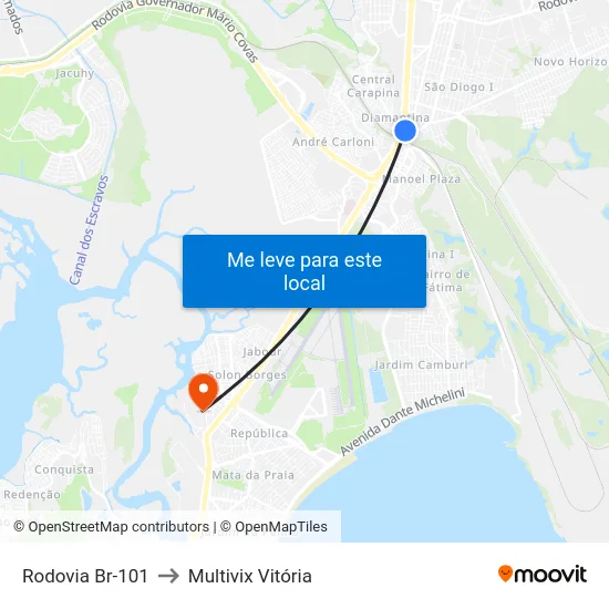 Rodovia Br-101 to Multivix Vitória map