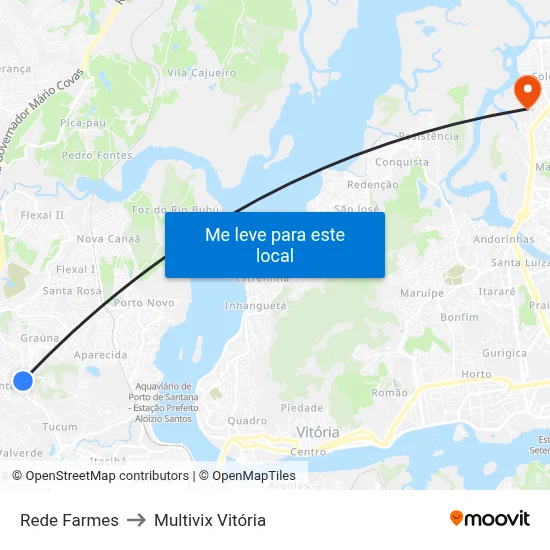 Rede Farmes to Multivix Vitória map