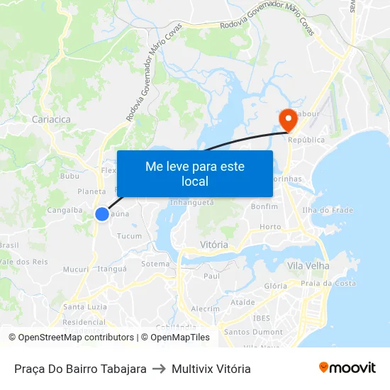 Praça Do Bairro Tabajara to Multivix Vitória map