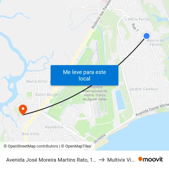 Avenida José Moreira Martins Rato, 1801-1945 to Multivix Vitória map