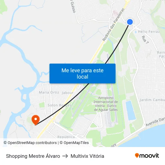 Shopping Mestre Álvaro to Multivix Vitória map
