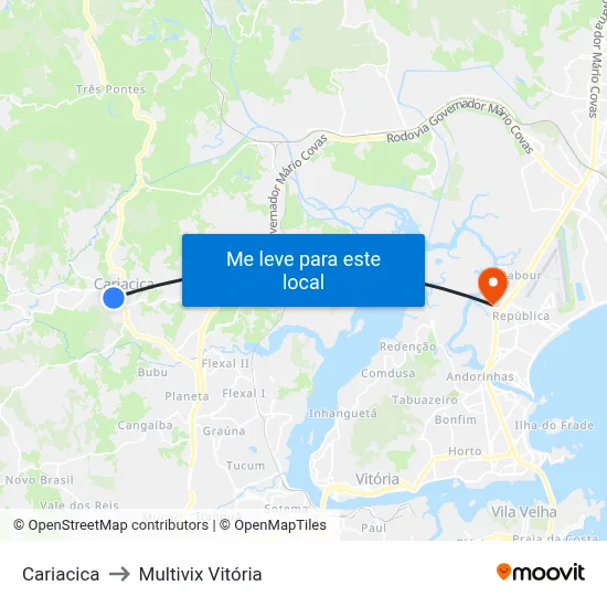 Cariacica to Multivix Vitória map