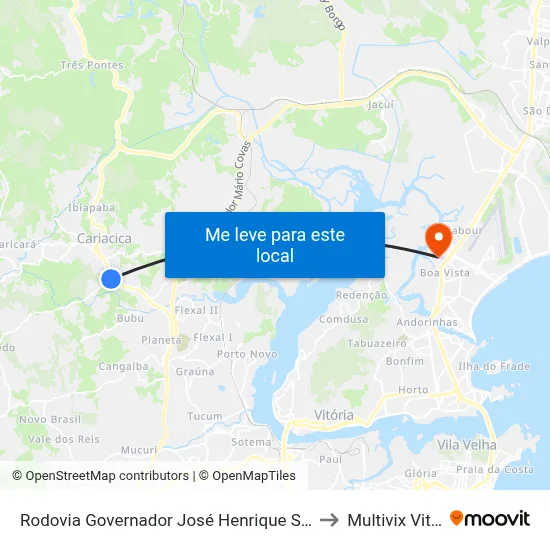 Rodovia Governador José Henrique Sette, 314 to Multivix Vitória map