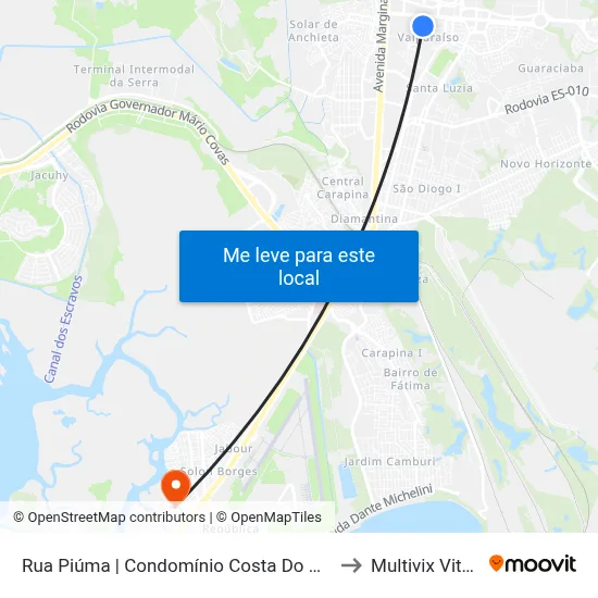 Rua Piúma | Condomínio Costa Do Marfim to Multivix Vitória map