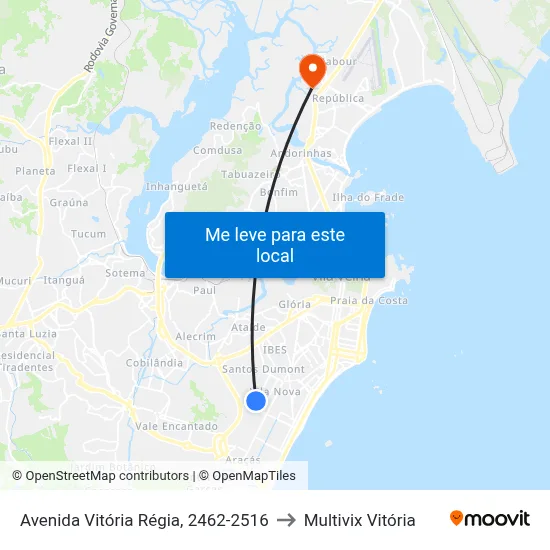 Avenida Vitória Régia, 2462-2516 to Multivix Vitória map