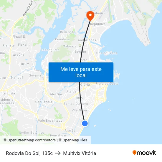 Rodovia Do Sol, 135c to Multivix Vitória map