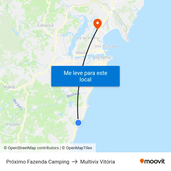 Próximo Fazenda Camping to Multivix Vitória map