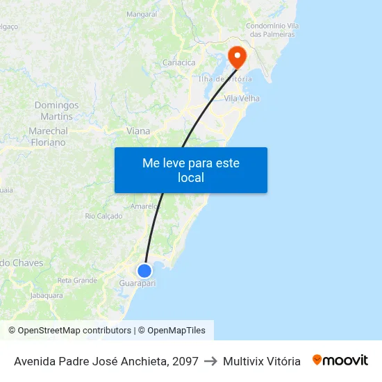 Avenida Padre José Anchieta, 2097 to Multivix Vitória map