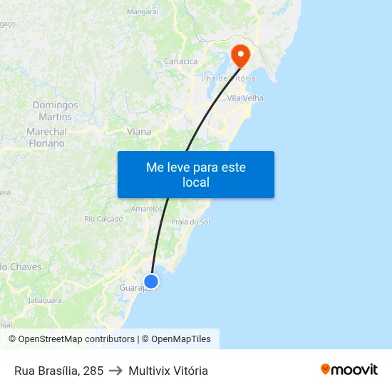 Rua Brasília, 285 to Multivix Vitória map