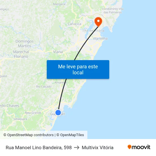 Rua Manoel Lino Bandeira, 598 to Multivix Vitória map