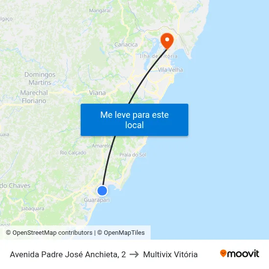 Avenida Padre José Anchieta, 2 to Multivix Vitória map