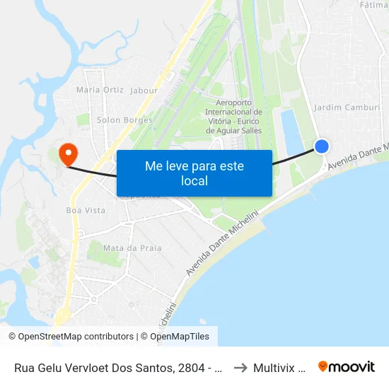 Rua Gelu Vervloet Dos Santos, 2804 - Jardim Camburi to Multivix Vitória map
