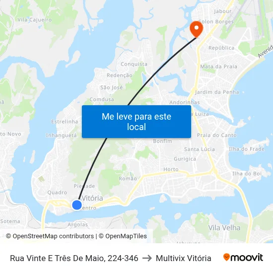 Rua Vinte E Três De Maio, 224-346 to Multivix Vitória map