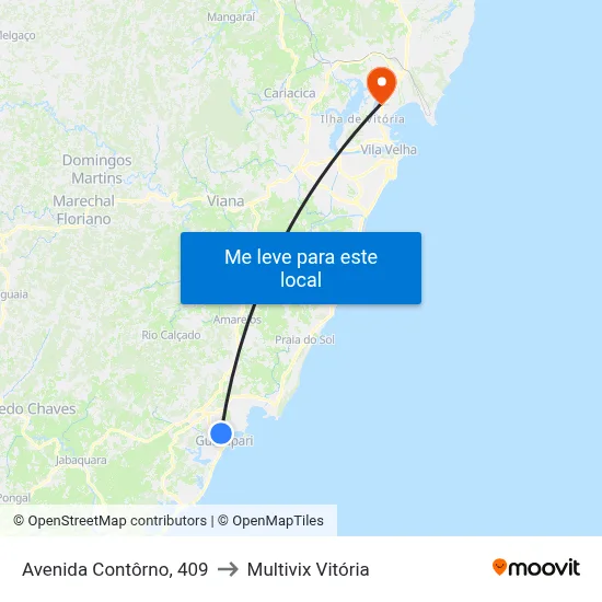 Avenida Contôrno, 409 to Multivix Vitória map