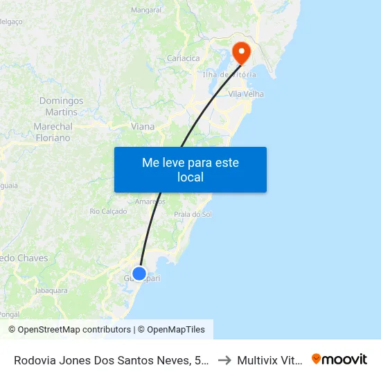 Rodovia Jones Dos Santos Neves, 550-660 to Multivix Vitória map