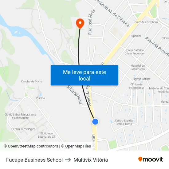 Fucape Business School to Multivix Vitória map
