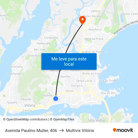 Avenida Paulino Muller, 406 to Multivix Vitória map