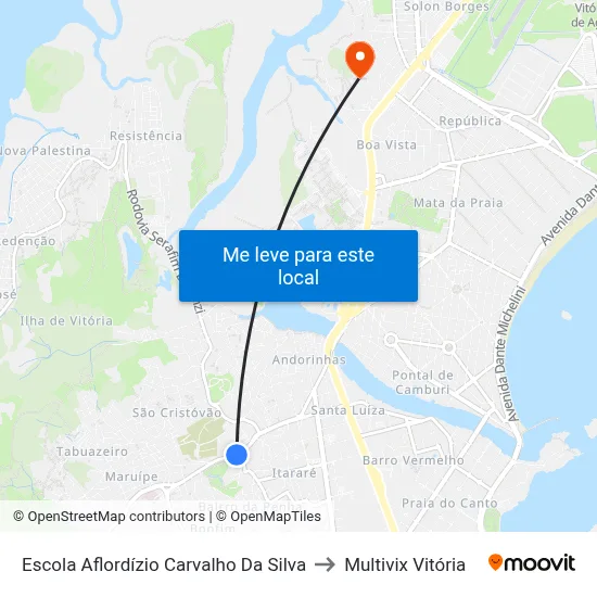 Escola Aflordízio Carvalho Da Silva to Multivix Vitória map