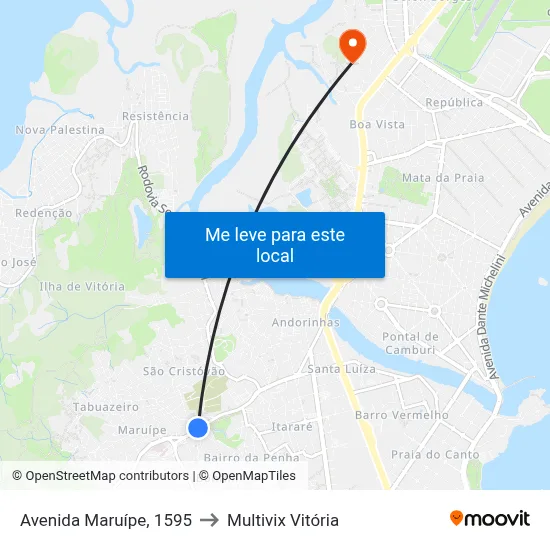Avenida Maruípe, 1595 to Multivix Vitória map