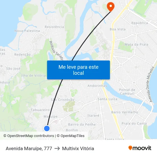 Avenida Maruípe, 777 to Multivix Vitória map