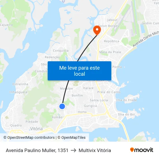 Avenida Paulino Muller, 1351 to Multivix Vitória map