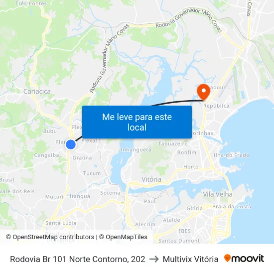 Rodovia Br 101 Norte Contorno, 202 to Multivix Vitória map