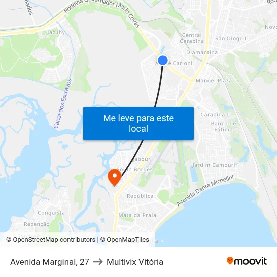 Avenida Marginal, 27 to Multivix Vitória map