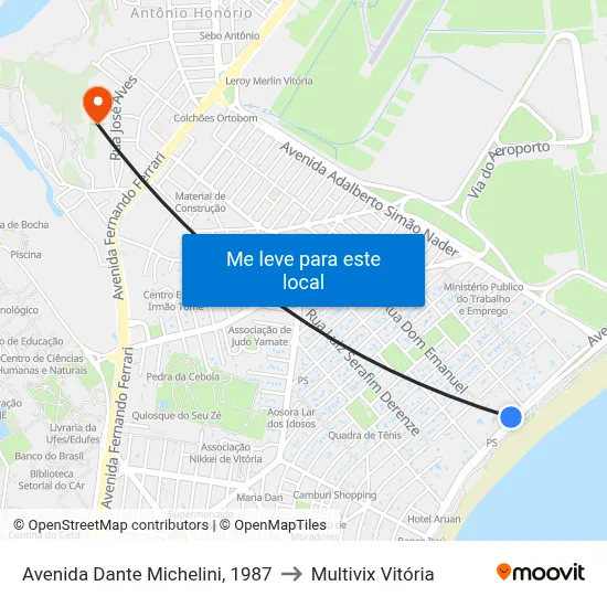 Avenida Dante Michelini, 1987 to Multivix Vitória map