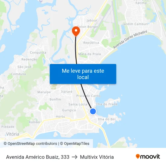 Avenida Américo Buaiz, 333 to Multivix Vitória map