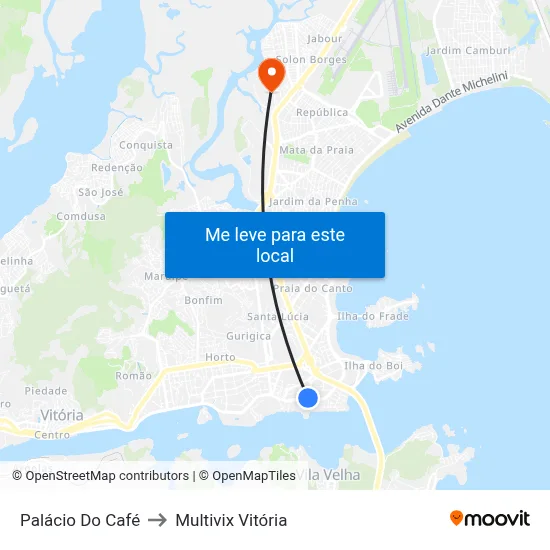 Palácio Do Café to Multivix Vitória map