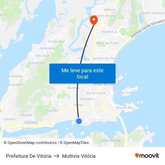 Prefeitura De Vitória to Multivix Vitória map