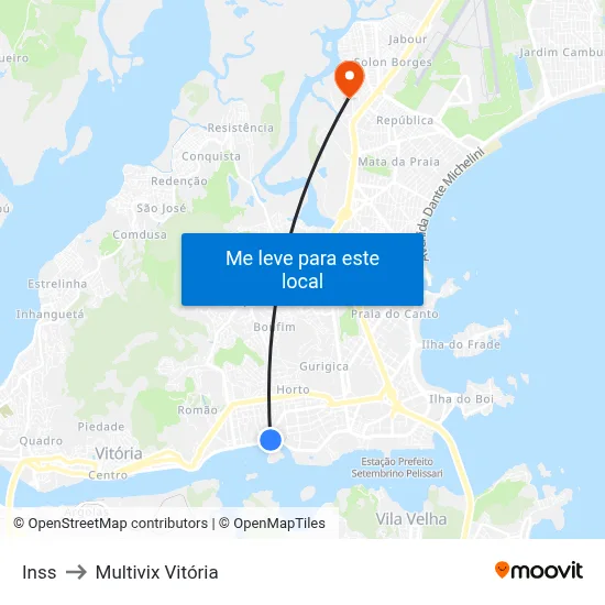 Inss to Multivix Vitória map