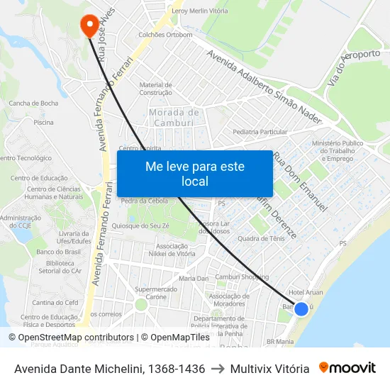 Avenida Dante Michelini, 1368-1436 to Multivix Vitória map