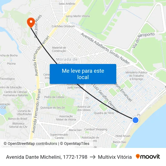 Avenida Dante Michelini, 1772-1798 to Multivix Vitória map