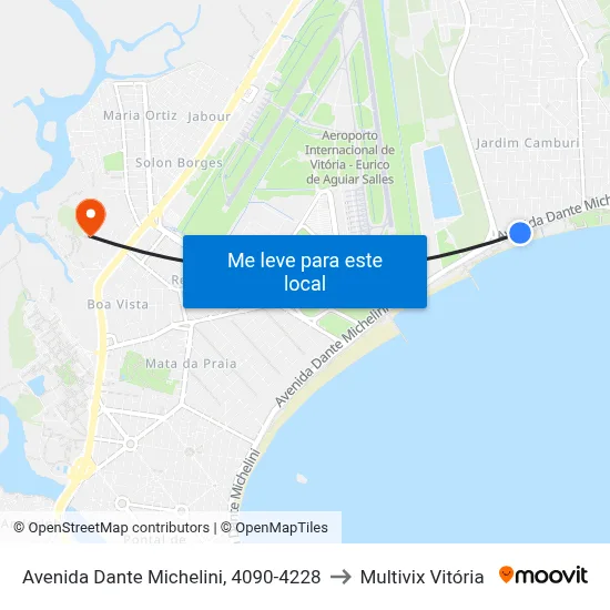 Avenida Dante Michelini, 4090-4228 to Multivix Vitória map