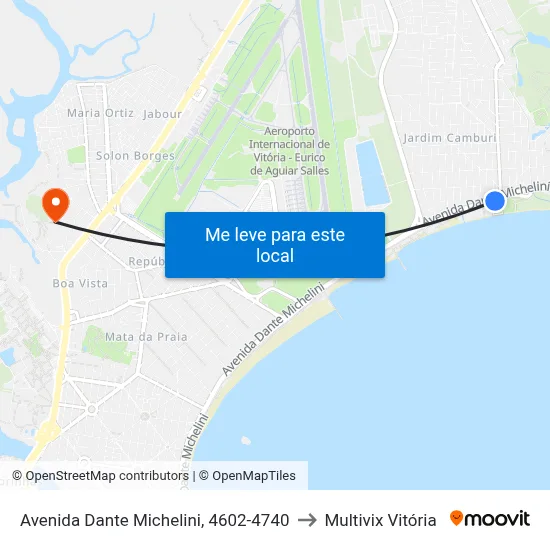 Avenida Dante Michelini, 4602-4740 to Multivix Vitória map
