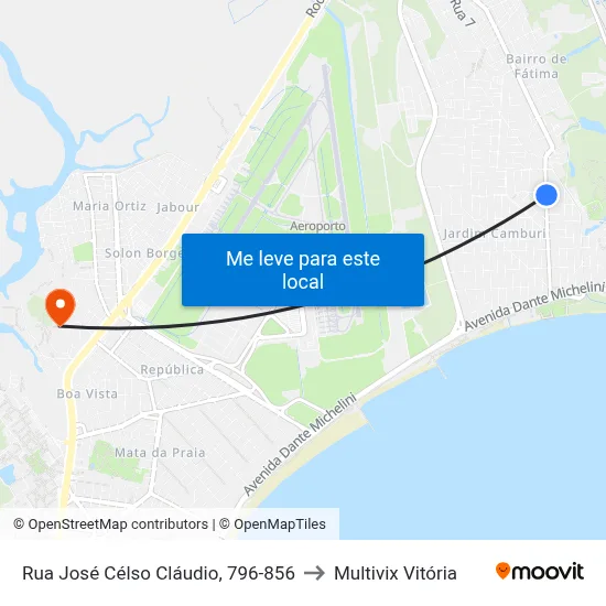 Rua José Célso Cláudio, 796-856 to Multivix Vitória map