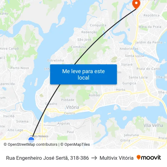 Rua Engenheiro José Sertã, 318-386 to Multivix Vitória map