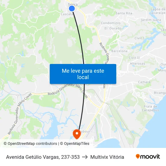 Avenida Getúlio Vargas, 237-353 to Multivix Vitória map